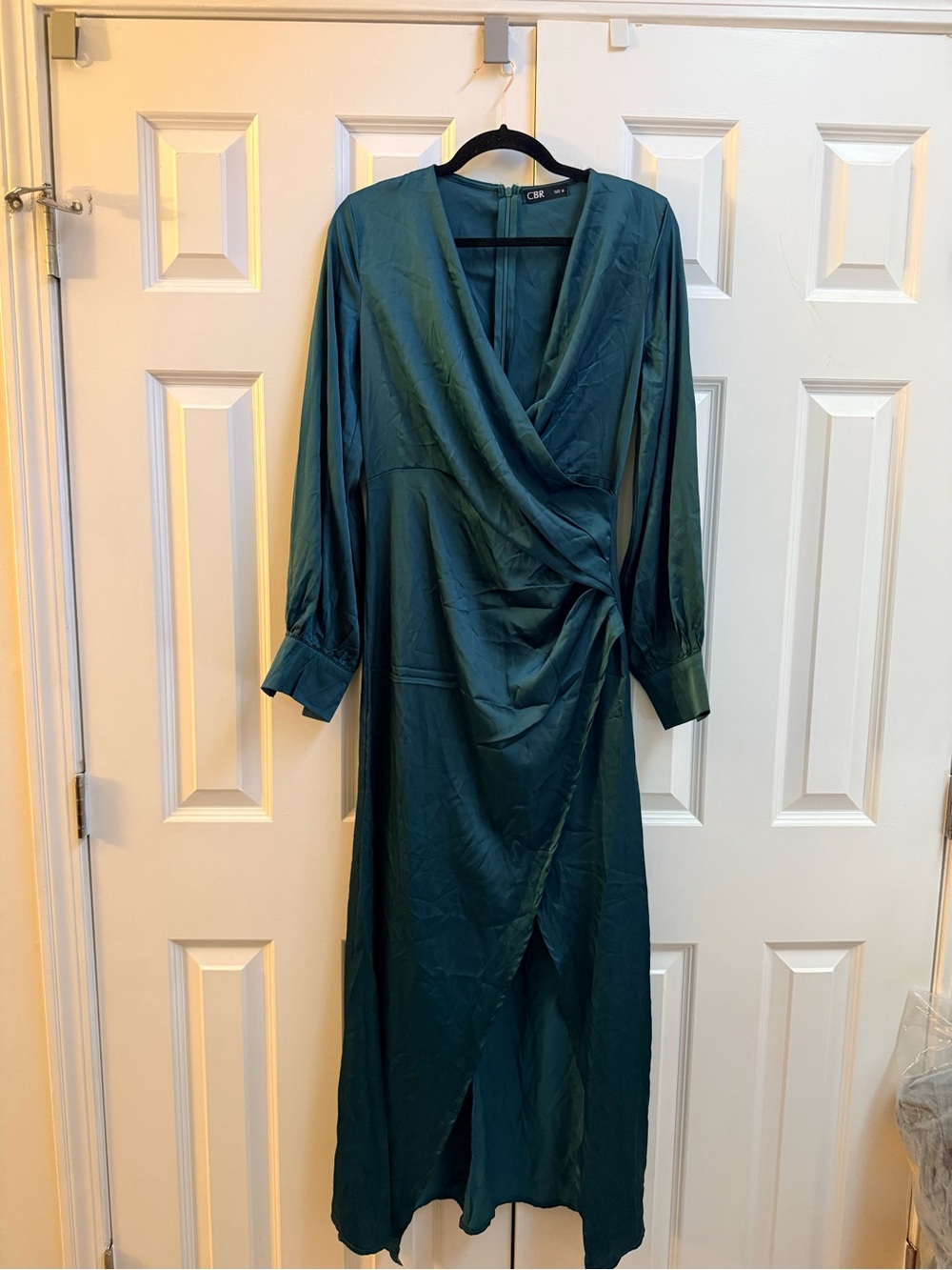 CBR Teal Long Sleeve Wrap Maxi Dress